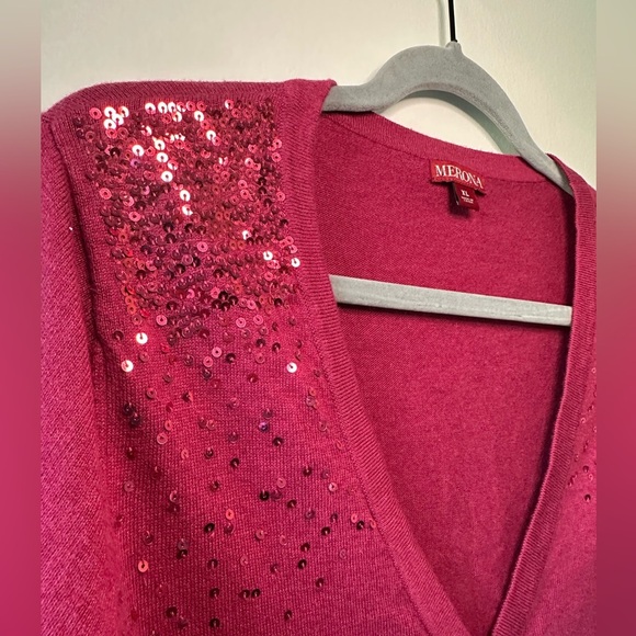 Merona magenta sequined cardigan - Picture 2 of 4
